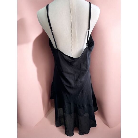 Vtg California Dynasty Lace Sequin Beaded Whimsigoth Mini Ruffle Slip Dress Larg - Picture 4 of 5